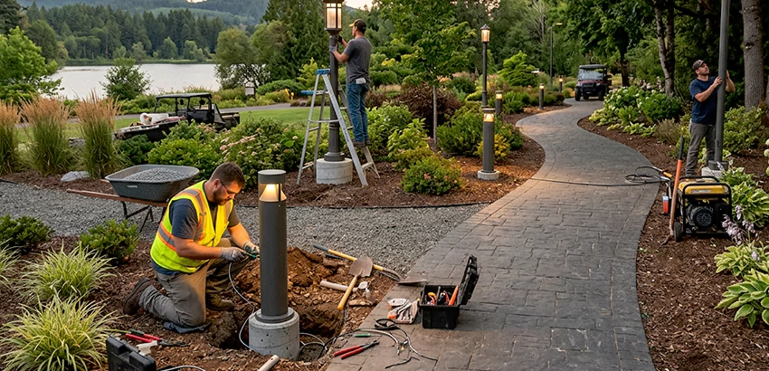 Landscape Post, Pole, and Bollard Lighting Installation in Stoneham